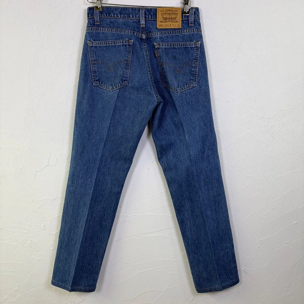 Vintage Levis 505 Orange Tab Jeans Mens Fits 29x28 Made In USA 90s Hemmed